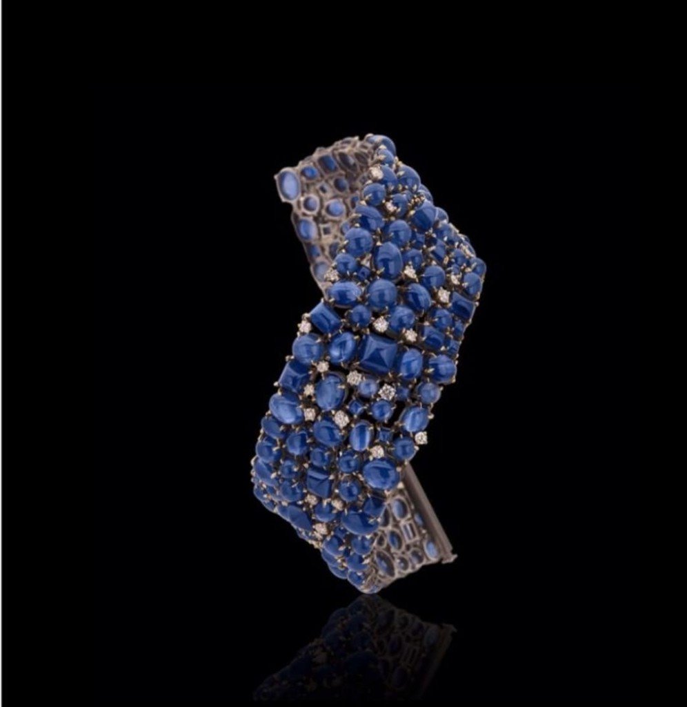 Azure Sapphire Cuff — blue sapphire and diamond bracelet by Azure Jewelry